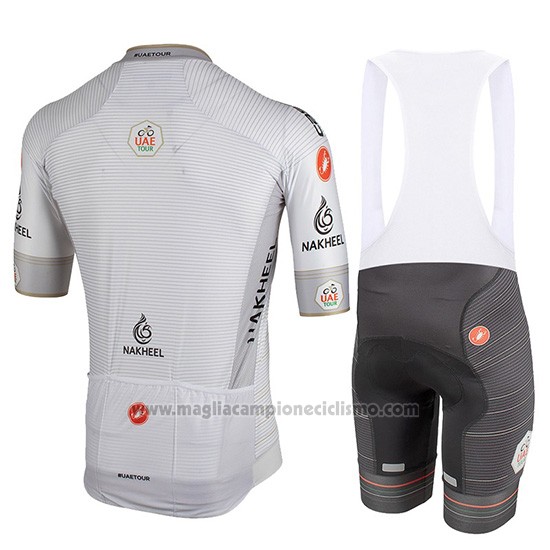 2019 Abbigliamento Ciclismo Castelli UAE Tour Bianco Manica Corta e Salopette